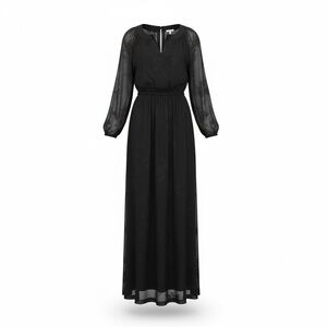 Chelsea & Violet Black Embroidered Overlay Maxi Dress XS Long Sleeve
